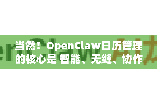 当然！OpenClaw日历管理的核心是 智能、无缝、协作，它不仅仅是一个记录时间的工具，更是一个主动的、理解你意图的AI伙伴。以下是一些典型和进阶的使用场景，展示了它的强大之处