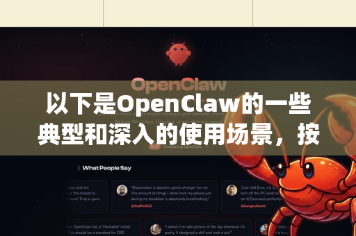 以下是OpenClaw的一些典型和深入的使用场景，按照不同领域进行划分