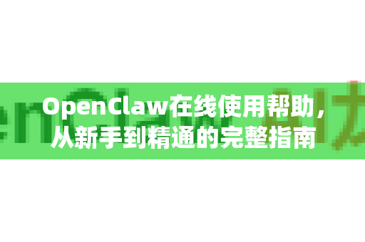 OpenClaw在线使用帮助，从新手到精通的完整指南